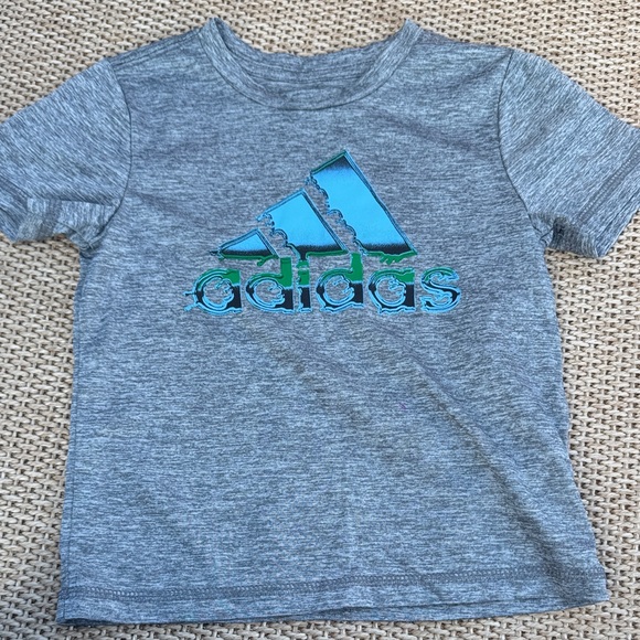 adidas Other - Adidas Kids Gray Tee with Blue and Green Logo